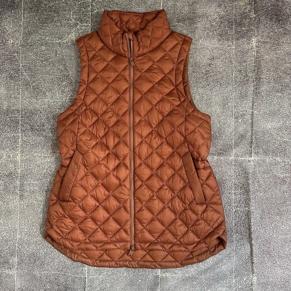 Athleta Jackets & Blazers - Women's Athleta Burnt Orange Insulated Quilted Light Puffer Zip Vest Jacket Sz L